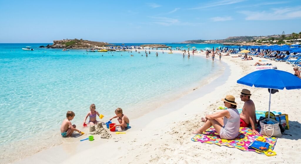 קפריסין עם ילדים – חוף Nissi Beach באיה נאפה
